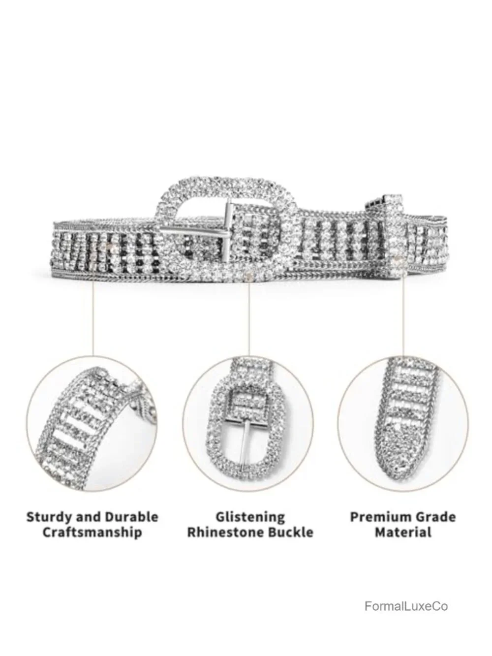 Sparkling Rhinestone Belt Crystal Studded Belt for Jeans Pants Dress